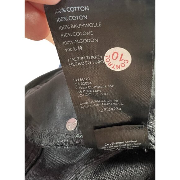 Free People Mid Rise Baggy Distressed Black Fray Straight Leg Jeans Size 26 - Picture 11 of 14